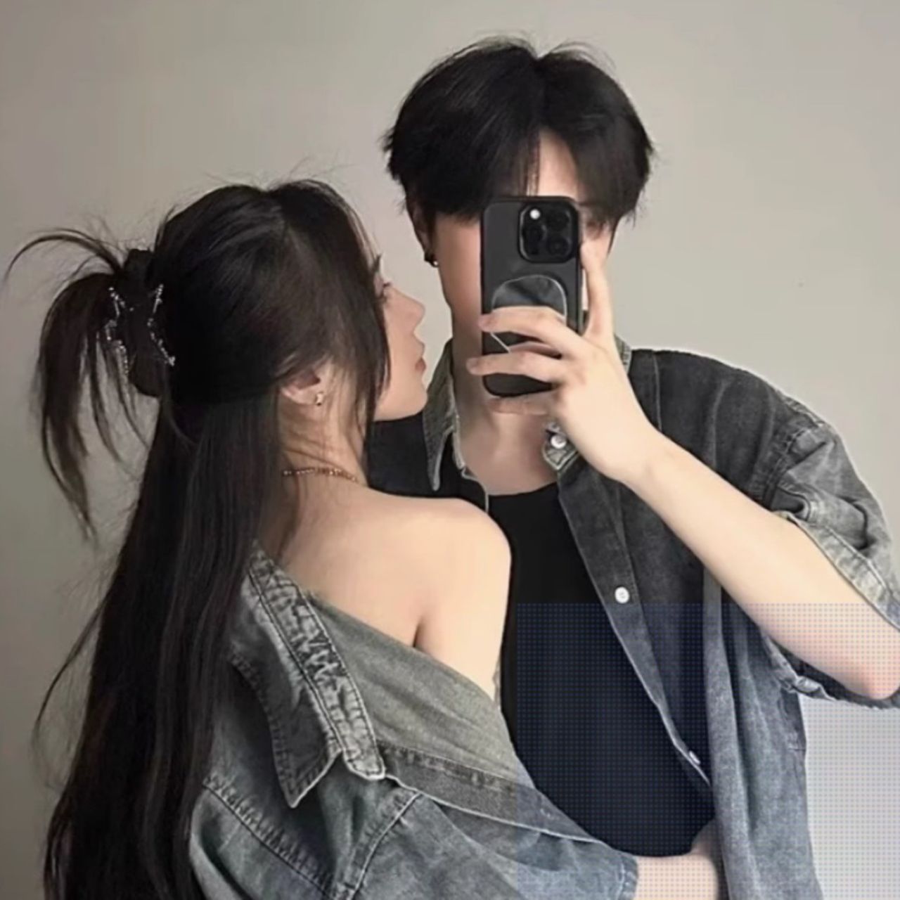 ペアルック アメリカンレトロのデニム半袖シャツ ゆったりトレンドジャケット